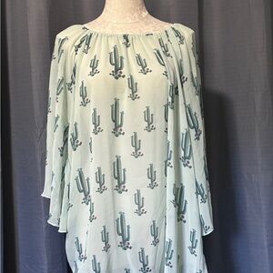 Cowgirl Hardware Sheer Cactus Top